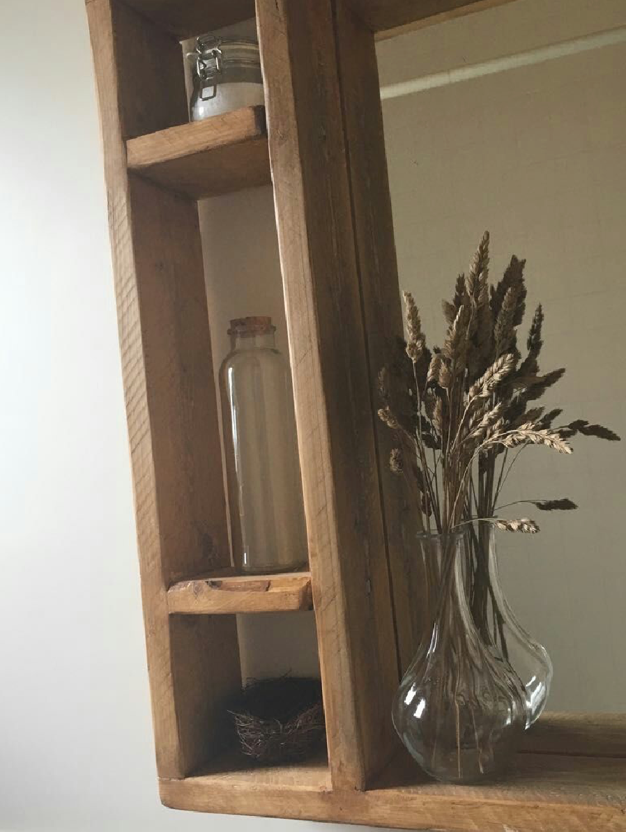 Bathroom Multi Storage Farmhouse Rustic Mirror - Available in Multiple Finishes