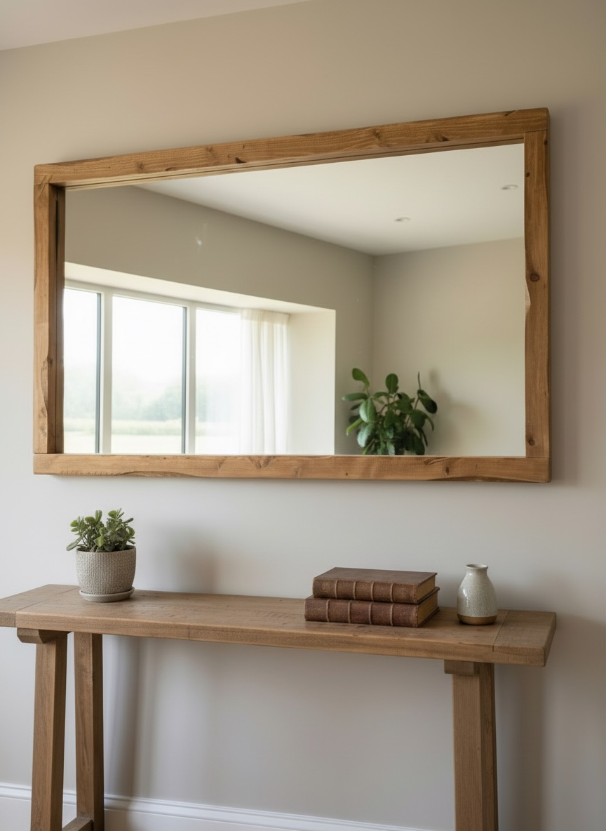 【IDEE】SLEIGH MIRROR Natural Langdale - Thin Frame Rustic Mirror – MirrorForest