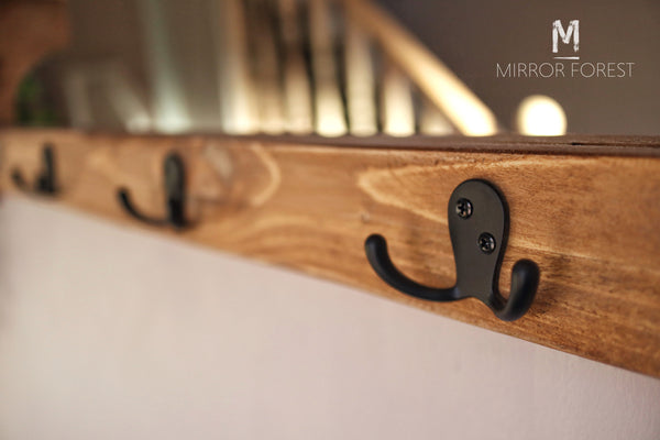 Country House Rustic Mirror Shelf / Coat Hanger Hook Rack