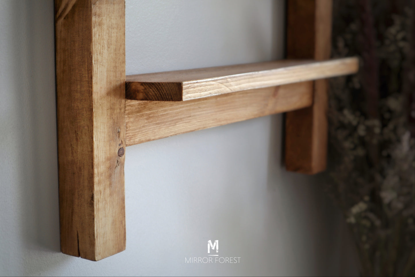 NEW Country house Shelf Mirror - Dark Oak Finish Rustic Mirror