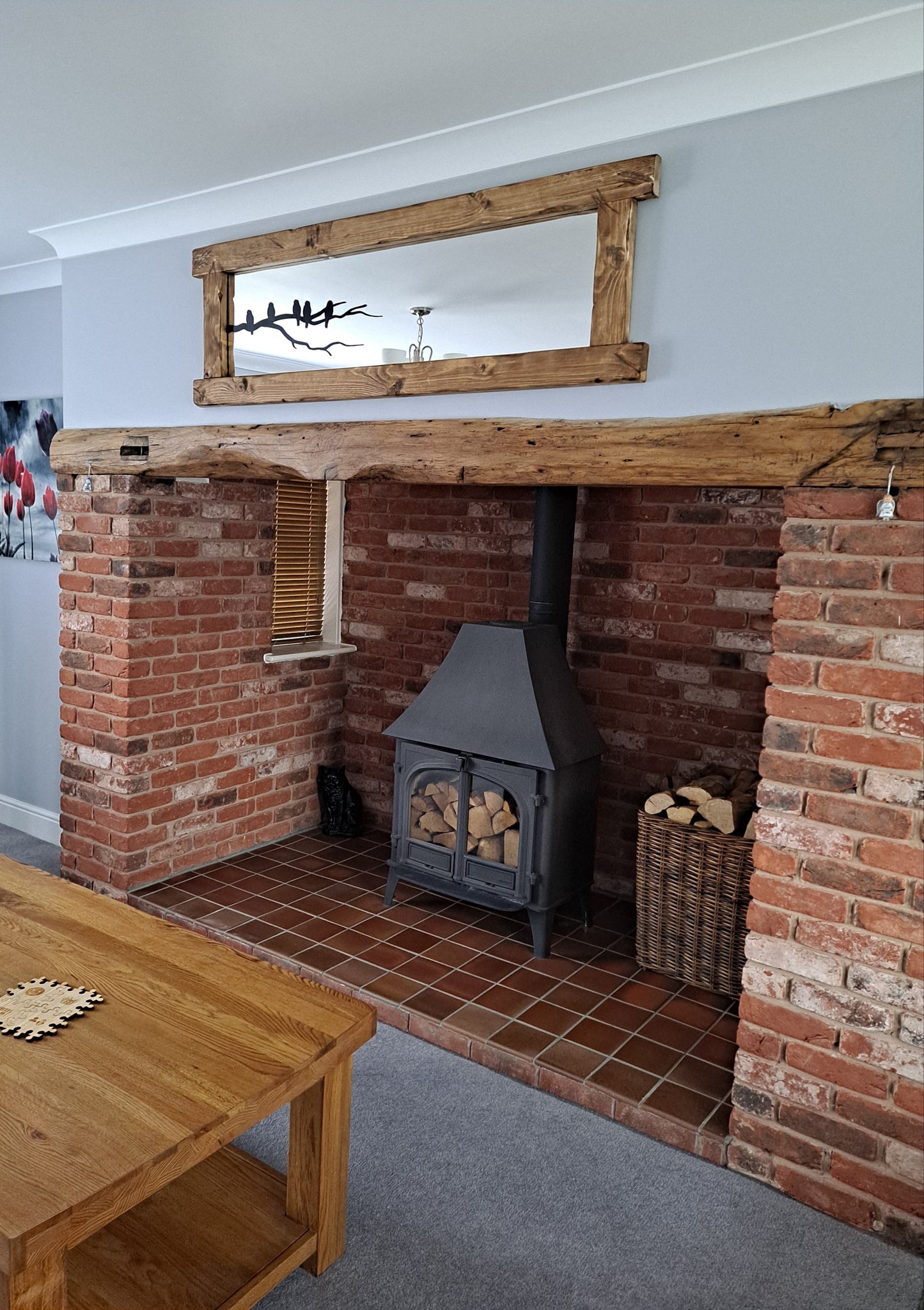 Overhang Flat Framed Landscape Rustic Wood Mirror - Available in multiple sizes & finishes