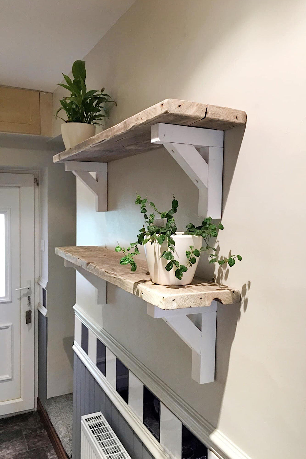 Country House Rustic Mirror Shelf / Wood Support