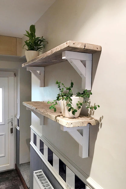 Country House Rustic Mirror Shelf / Wood Support