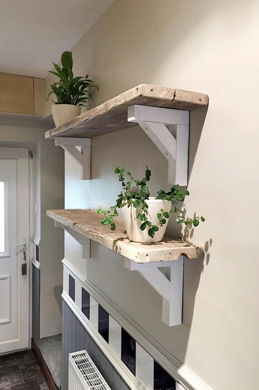 Country House Rustic Mirror Shelf / Wood Support