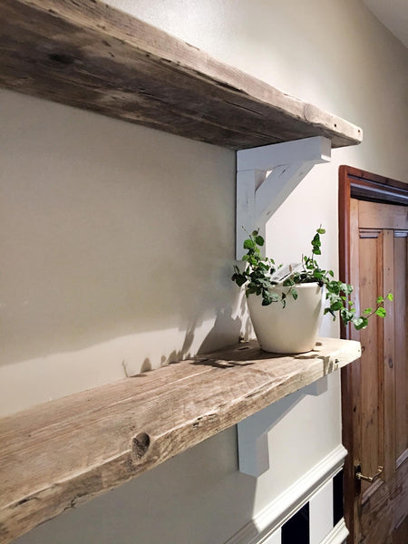 Country House Rustic Mirror Shelf / Wood Support