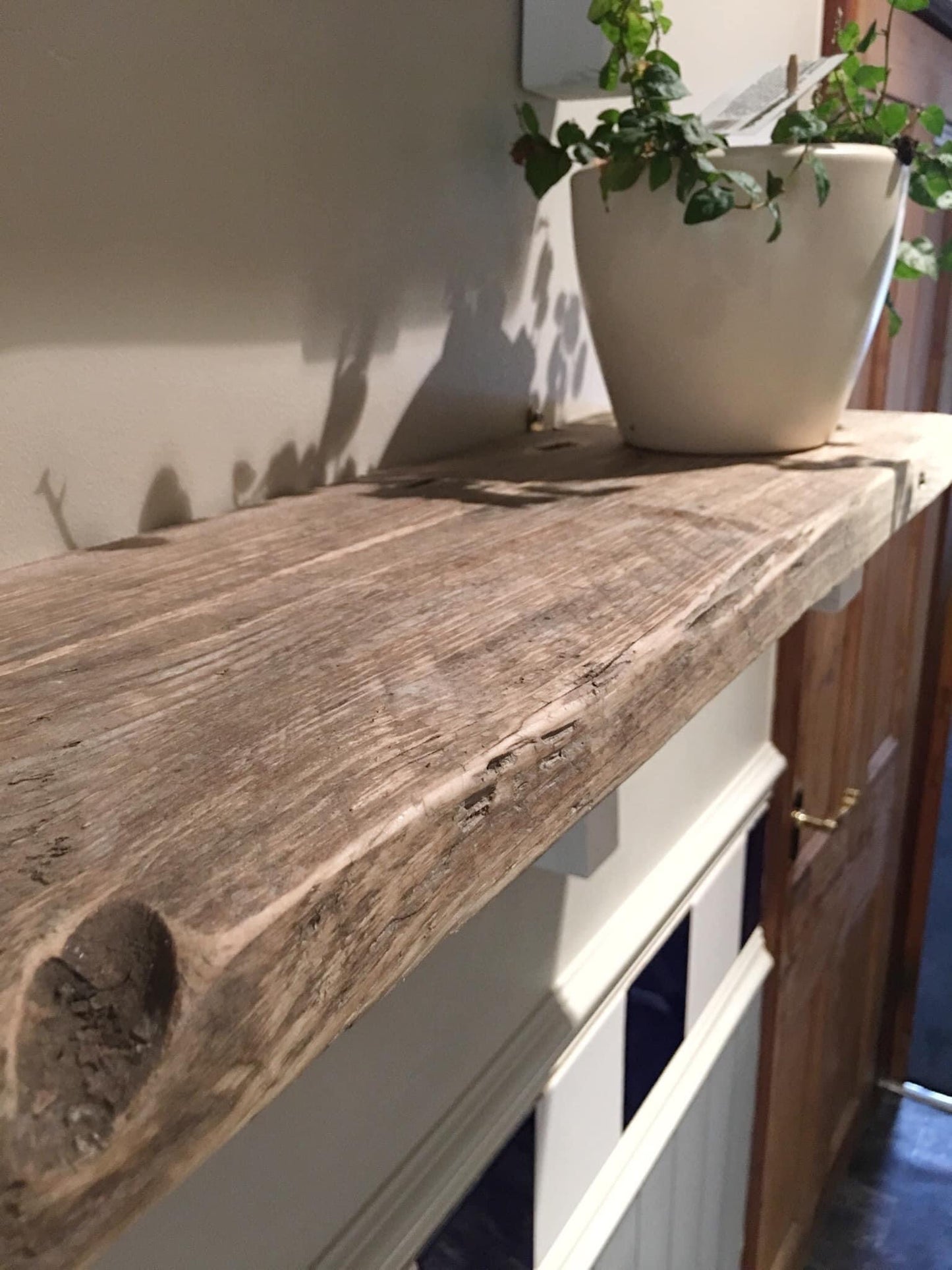Country House Rustic Mirror Shelf / Wood Support