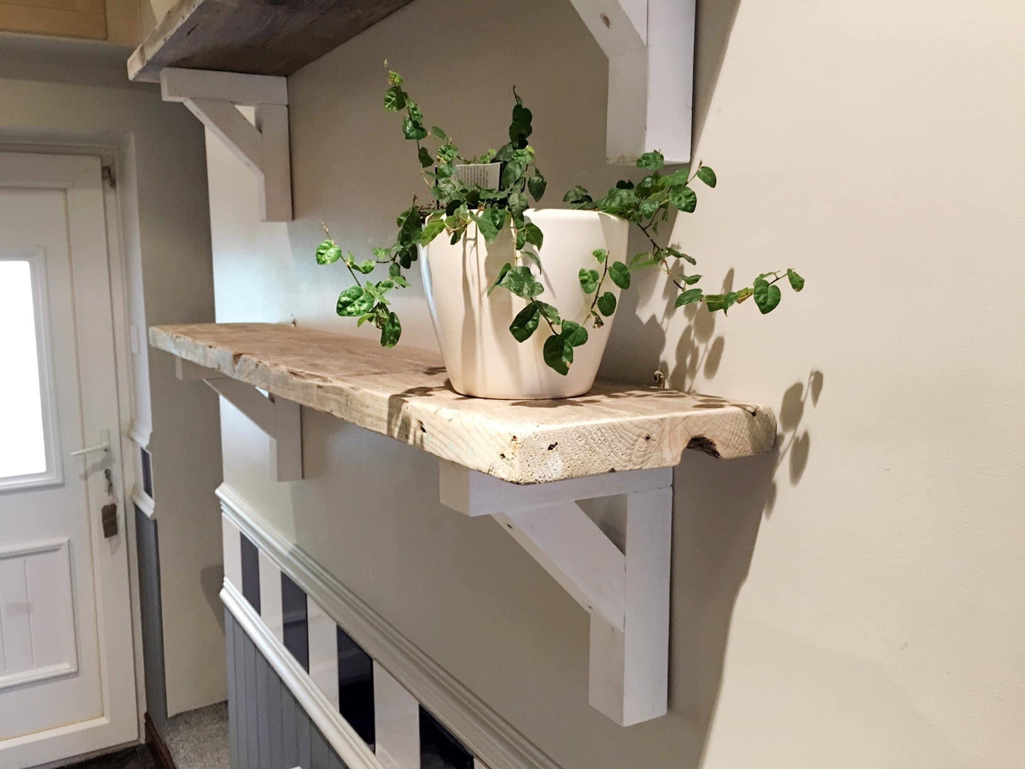 Country House Rustic Mirror Shelf / Wood Support