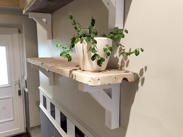 Country House Rustic Mirror Shelf / Wood Support