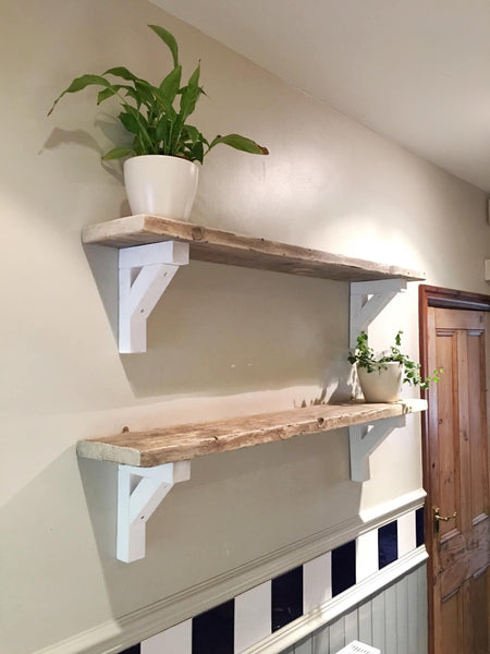 Country House Rustic Mirror Shelf / Wood Support