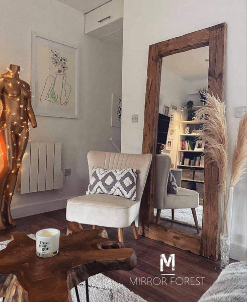 Wide Frame Portrait Freestanding Mirror - Available in Multiple Finishes