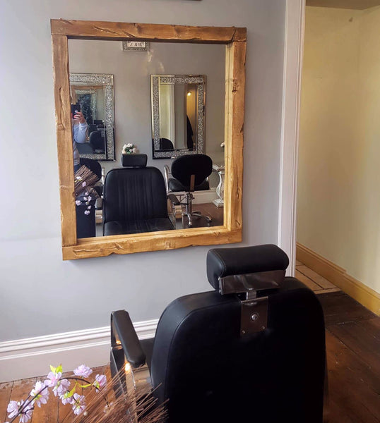 Chunky Framed Landscape Mirror - medium Oak Finish Rustic Mirror