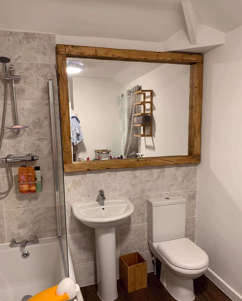 Chunky Framed Landscape Mirror - medium Oak Finish Rustic Mirror