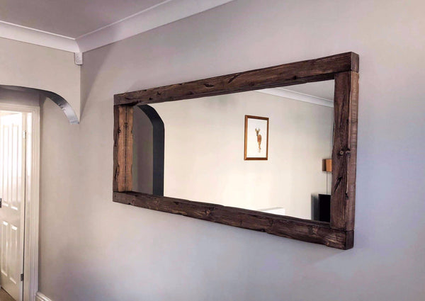 Chunky Framed Landscape - Dark Walnut Finish Rustic Mirror