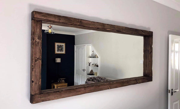 Chunky Framed Landscape - Dark Walnut Finish Rustic Mirror