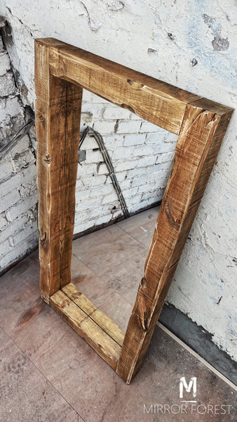 Handcrafted Chunky Frame Rustic Mirror – Available in Multiple Finishes