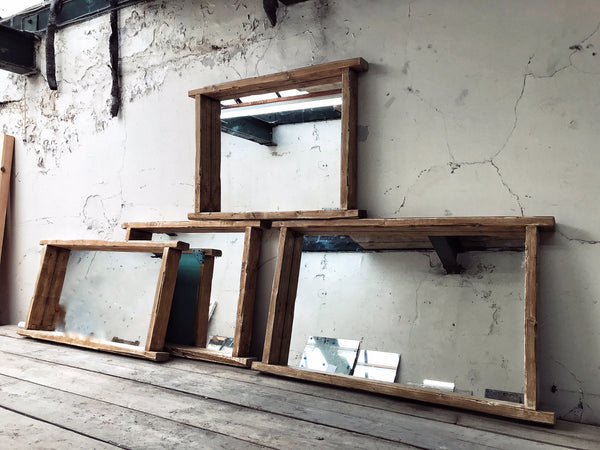 Overhang Country House Tealight Shelf Mirror - Available in Multiple sizes & Oak Finishes