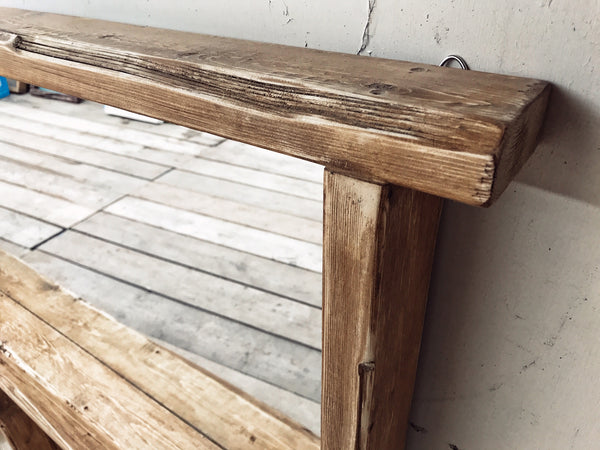 Overhang Country House Tealight Shelf Mirror - Available in Multiple sizes & Oak Finishes