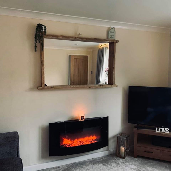 Overhang Country House Tealight Shelf Mirror - Available in Multiple sizes & Oak Finishes