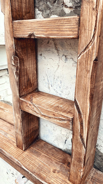 Single sided Multi Shelf Farmhouse Tealight Mirror - Rustic Dark Oak