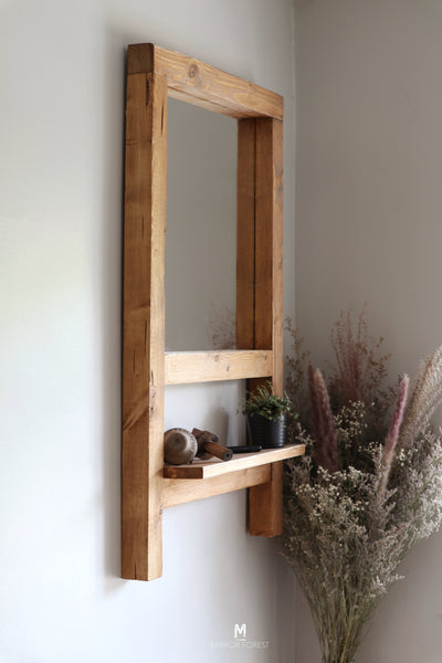 NEW Country house Shelf Mirror - Dark Oak Finish Rustic Mirror