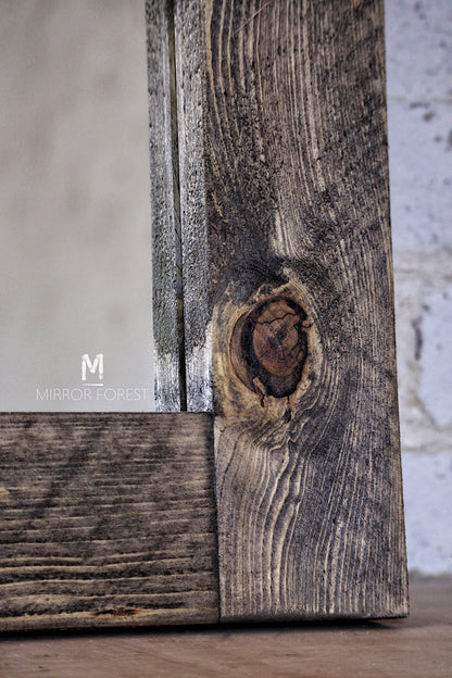 Silver Portree Portrait Distressed Mirror - Grey Rustic oak dressing mirror