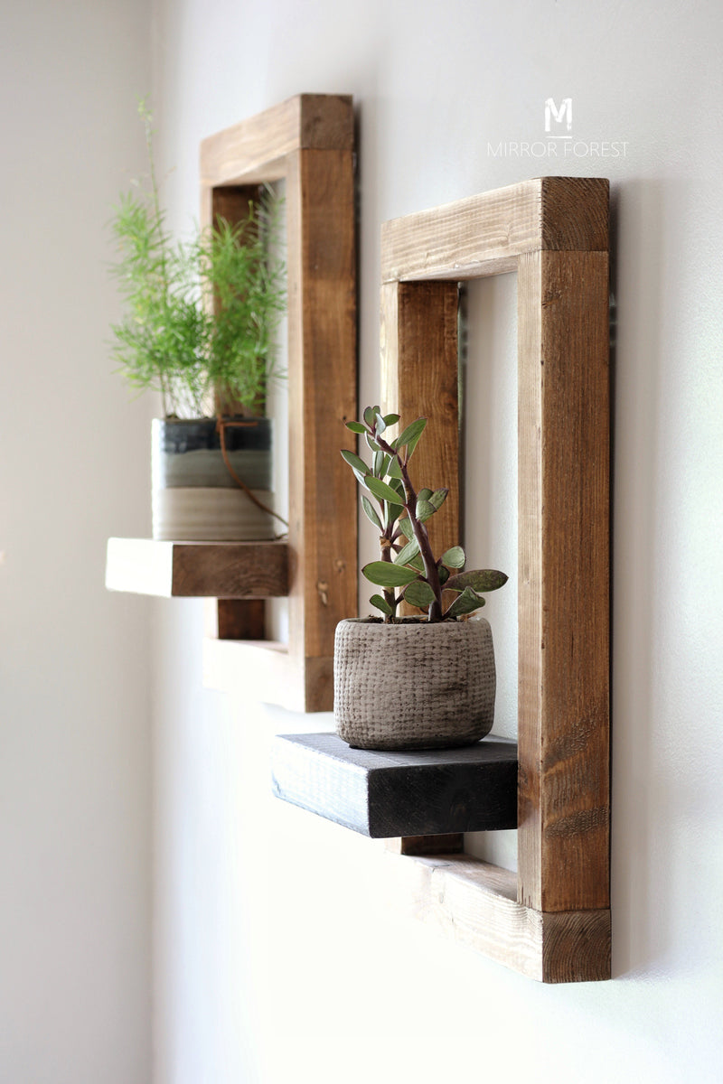 Framed Country House Rustic Shelf / Planter - Light Oak Rustic Finish