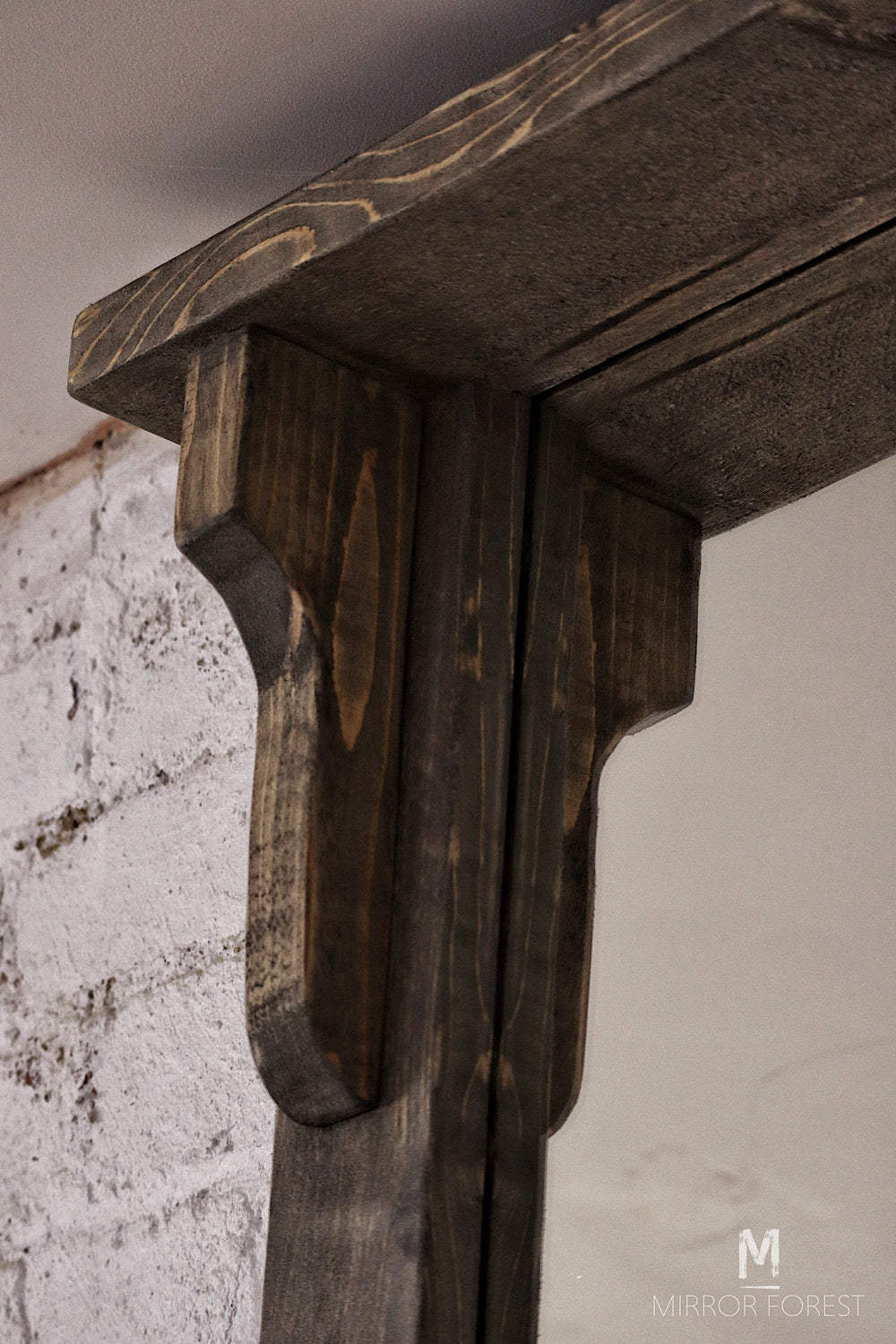 Silver Portree Portrait Distressed Mirror - Grey Rustic oak dressing mirror