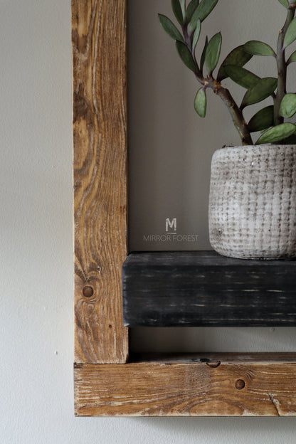 Framed Country House Rustic Shelf / Planter - Light Oak Rustic Finish