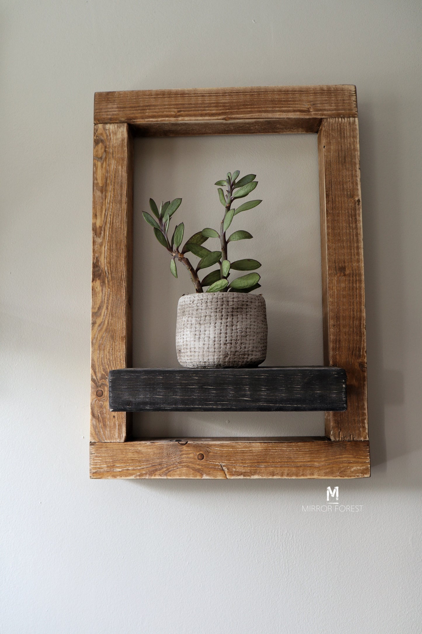 Framed Country House Rustic Shelf / Planter - Light Oak Rustic Finish