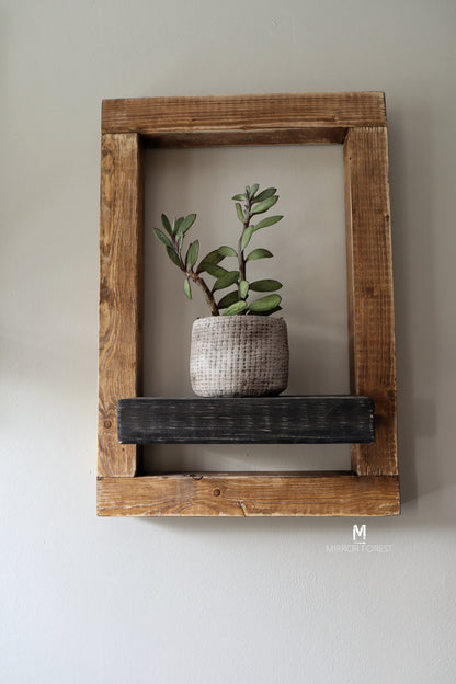 Framed Country House Rustic Shelf / Planter - Light Oak Rustic Finish