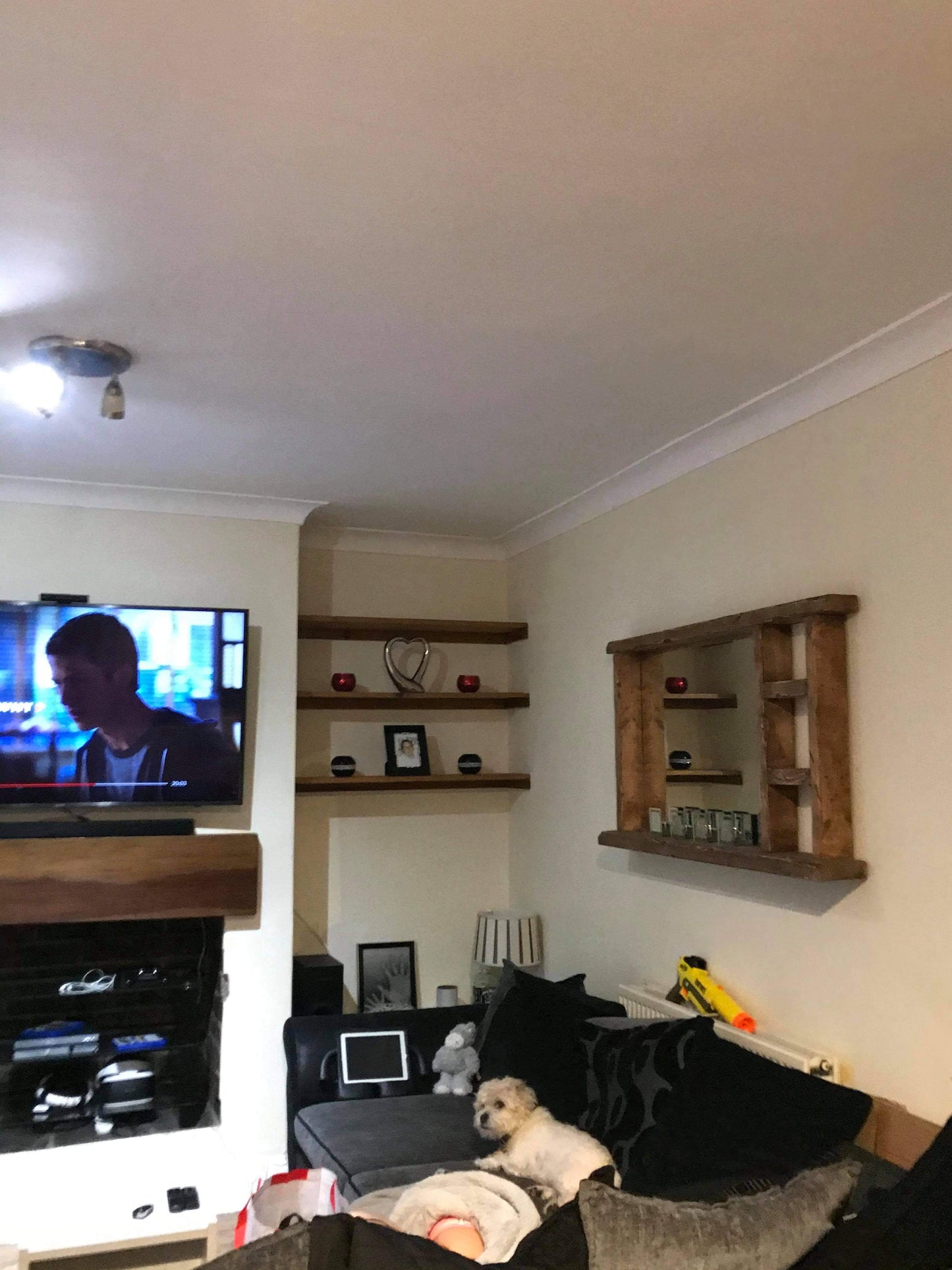 Single Sided Multi Shelf Farmhouse Frame Rustic Mirror - Available in Multiple Sizes & Oak Finishes