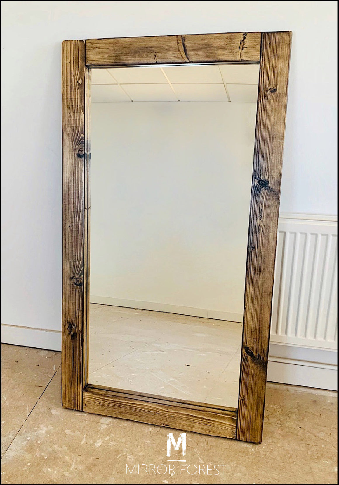 Flat Frame Country House - Oak Finish Rustic Mirror - available in multiple finishes & sizes