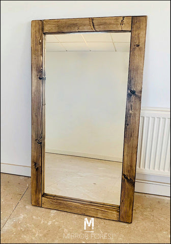 Flat Frame Country House - Oak Finish Rustic Mirror - available in multiple finishes & sizes