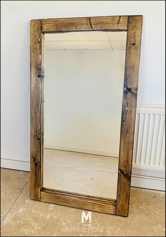 Flat Frame Country House - Light Oak Finish Rustic Mirror