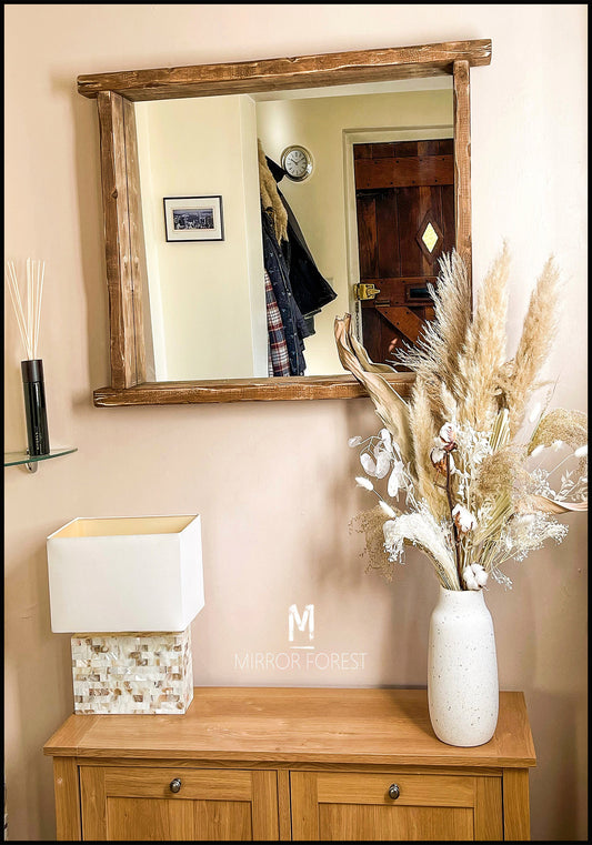 Overhang Country House Tealight Shelf Mirror - Available in Multiple sizes & Oak Finishes