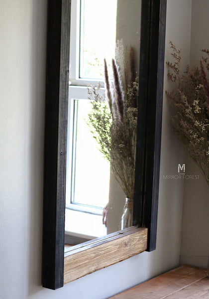 Shadow Frame Portrait rustic / modern mirror - shadow and Medium Oak Finish Rustic Mirror