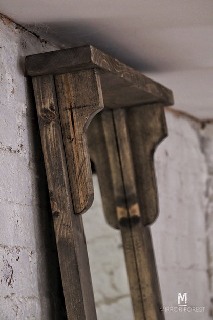 Silver Portree Portrait Distressed Mirror - Grey Rustic oak dressing mirror