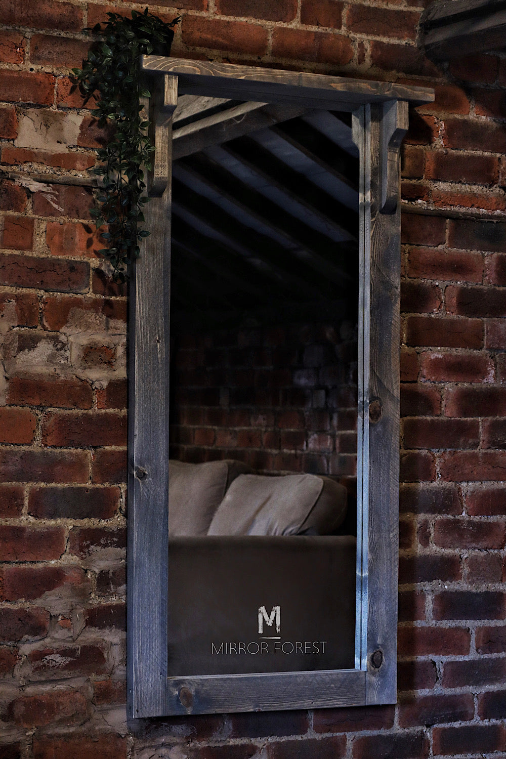 Silver Portree Portrait Distressed Mirror - Grey Rustic oak dressing mirror