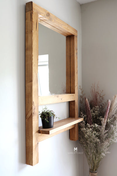 NEW Country house Shelf Mirror - Dark Oak Finish Rustic Mirror