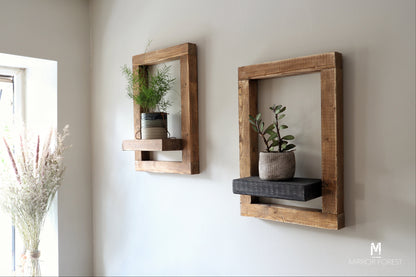 Framed Country House Rustic Shelf / Planter - Light Oak Rustic Finish