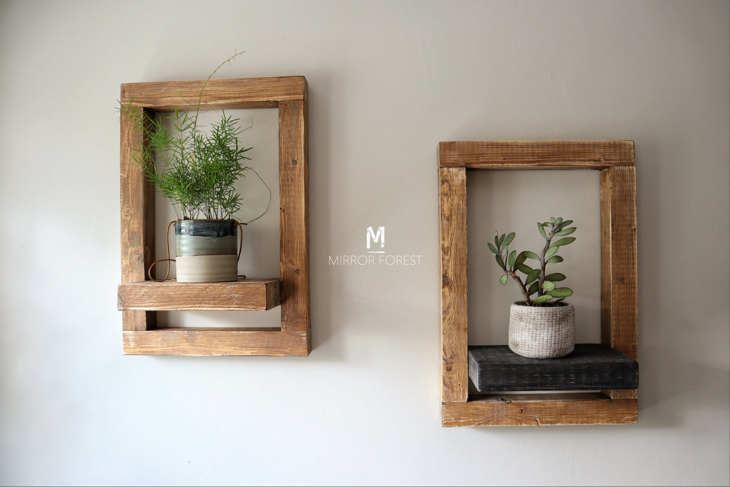 Framed Country House Rustic Shelf / Planter - Light Oak Rustic Finish