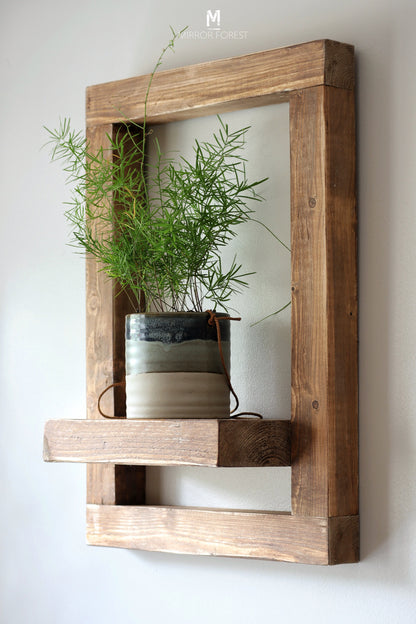Framed Country House Rustic Shelf / Planter - Light Oak Rustic Finish