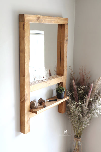 NEW Country house Shelf Mirror - Dark Oak Finish Rustic Mirror