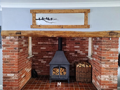 Overhang Flat Framed Landscape Rustic Wood Mirror  - Available in multiple sizes & finishes