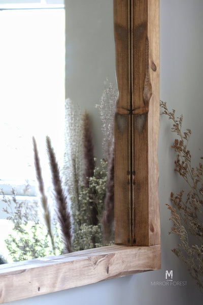 Thin Framed - Light Oak Finish Rustic Mirror