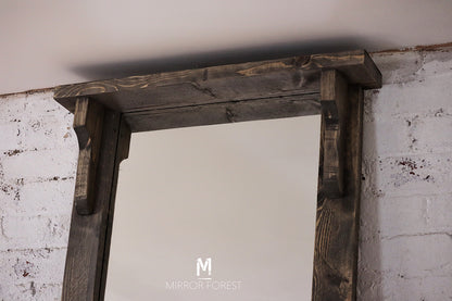 Silver Portree Portrait Distressed Mirror - Grey Rustic oak dressing mirror