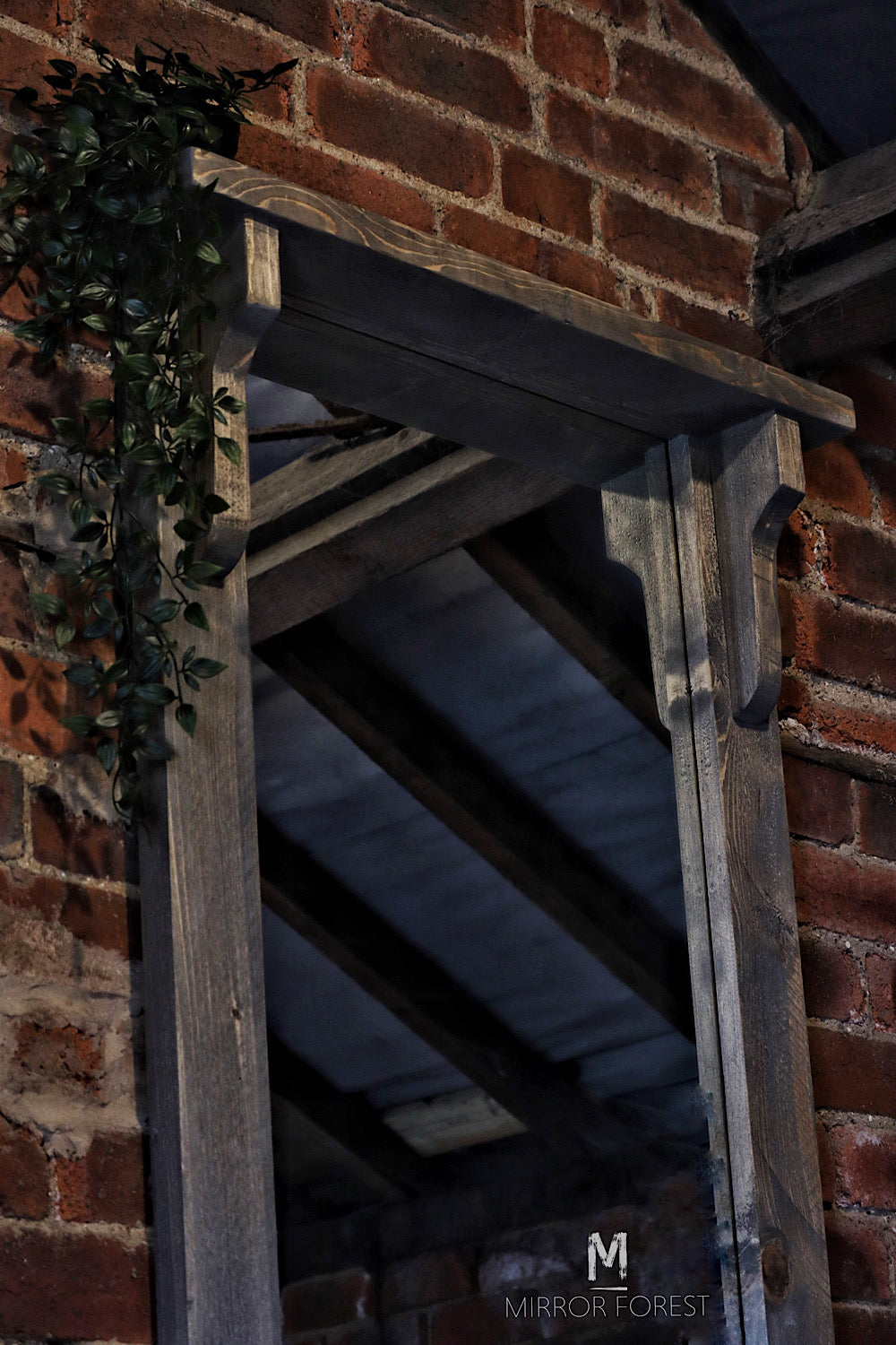 Silver Portree Portrait Distressed Mirror - Grey Rustic oak dressing mirror