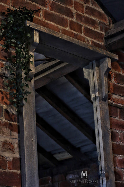 Silver Portree Portrait Distressed Mirror - Grey Rustic oak dressing mirror