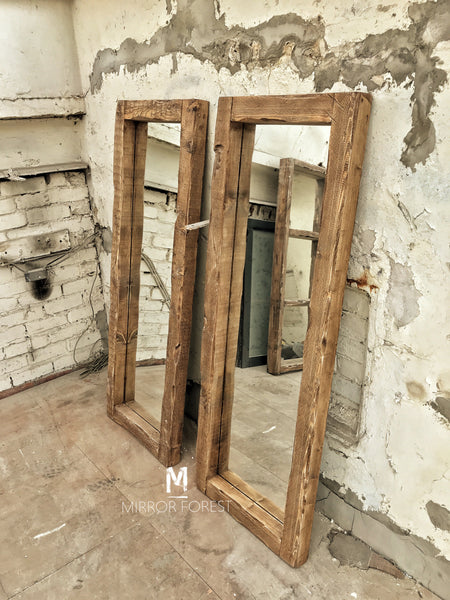Chunky Frame Portrait rustic mirror - Dark Oak Finish Rustic Mirror