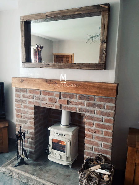 Chunky Framed Landscape - Dark Walnut Finish Rustic Mirror